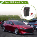 1 Pc Gear Shift Knob Cover for Mazda 3 (2014–2018) Black Carbon Fiber Red