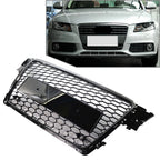 Black RS Honeycomb Mesh Front Hood Bumper Grill Grille for Audi A4 B8 (2009–2012)