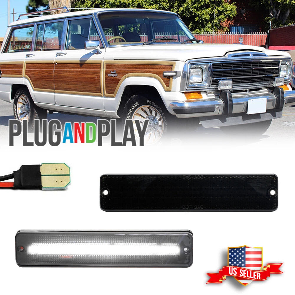 Smoked White LED Side Marker Lights for Jeep CJ5 CJ6 CJ7 CJ8 SJ Wagoneer (1972–1986)