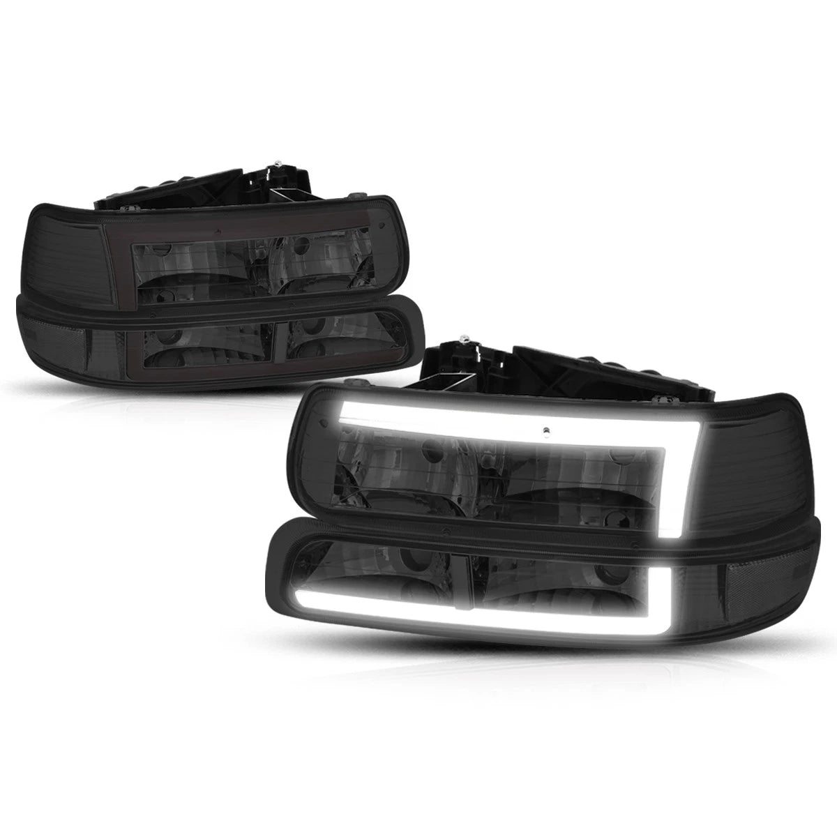 3D LED DRL Headlights for Silverado/Suburban (1999–2006) Smoked Housing