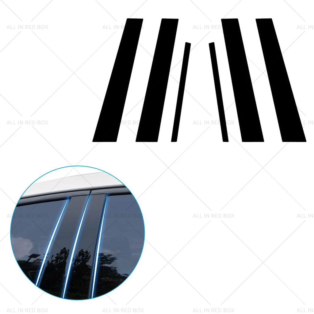 6X Black Window Trim Covers for Cadillac CTS (2008–2013) Sedan