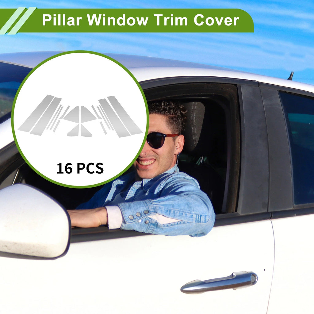 16 Pcs Pillar Window Trim for Chevy Cruze (2017–2021) Silver Tone
