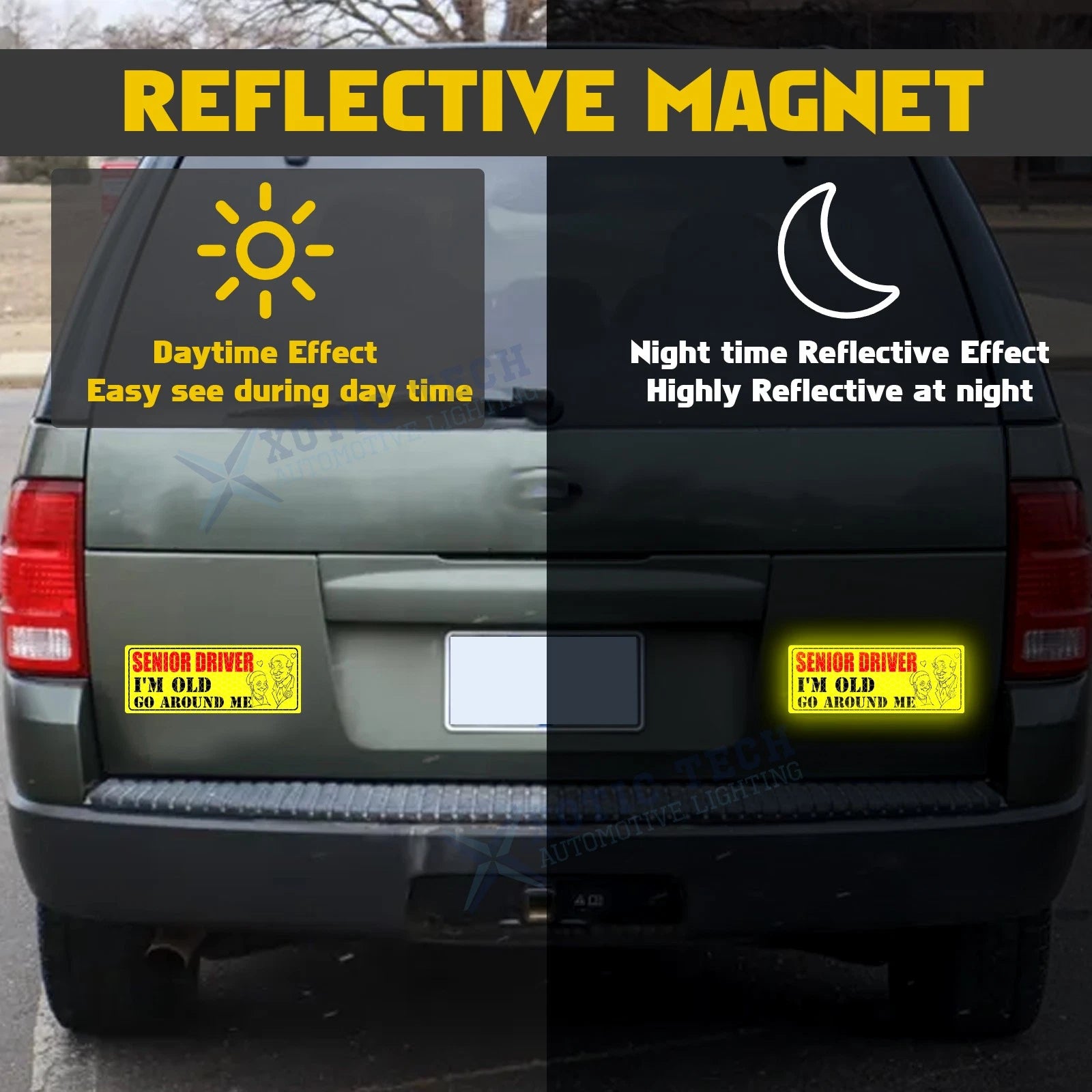 Senior Driver Caution Car Magnet Reflective for Elderly (2020-2024)