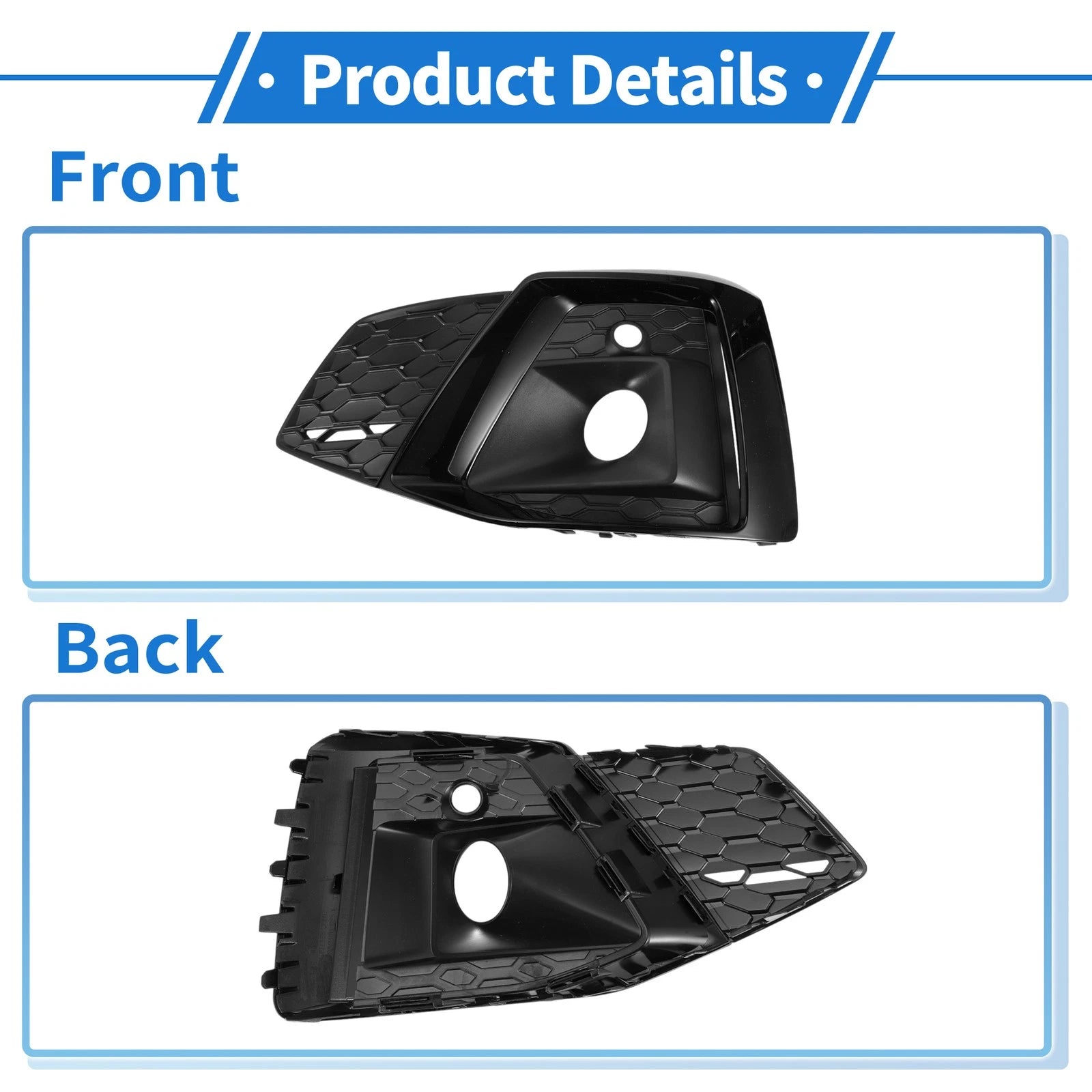 1Pc Fog Light Grill for Audi A5 (2021–2023) No. 8W6807681T ABS Black