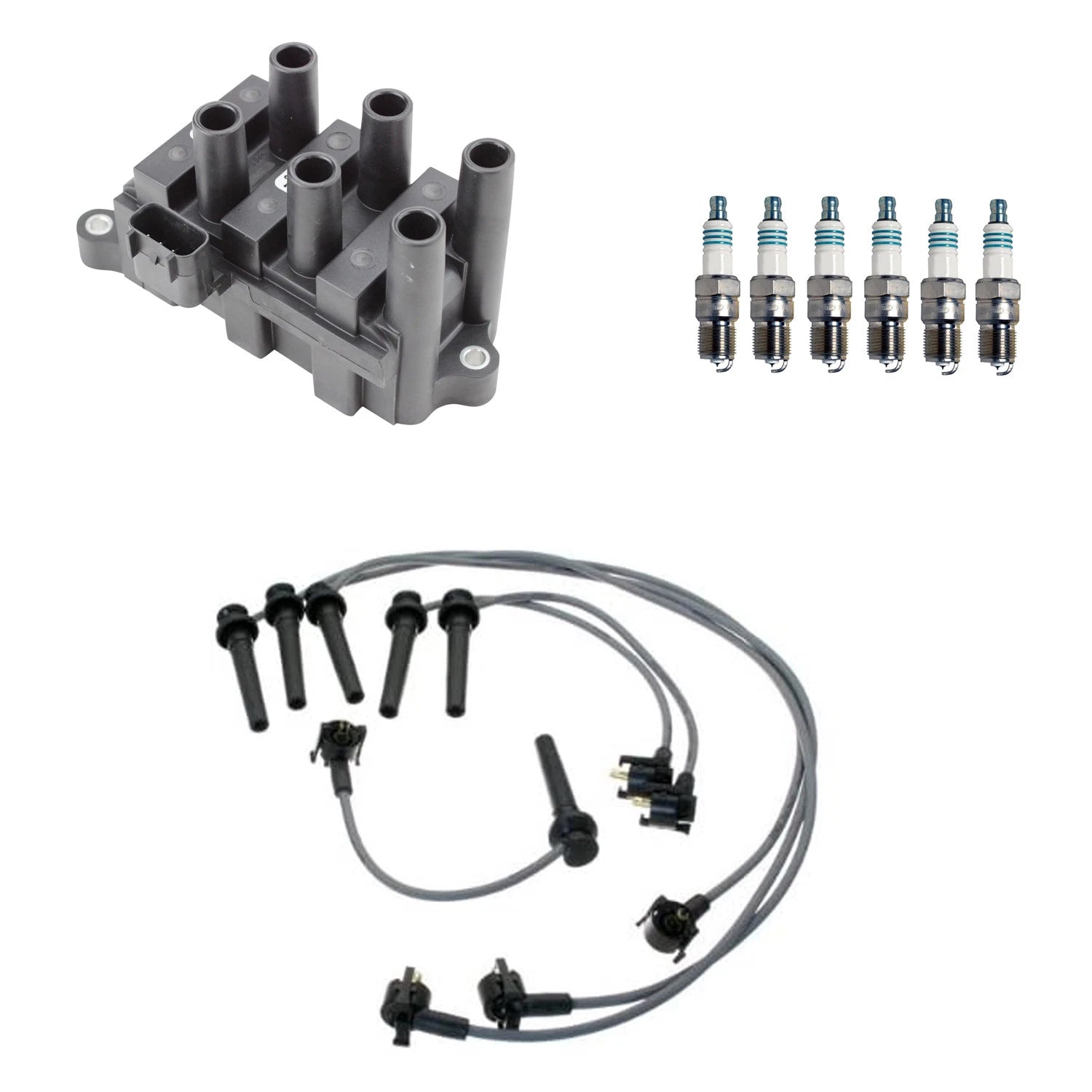 Denso Ignition Coil Wires & 6 Iridium Power Spark Plugs for Mazda MPV (1996–2006)