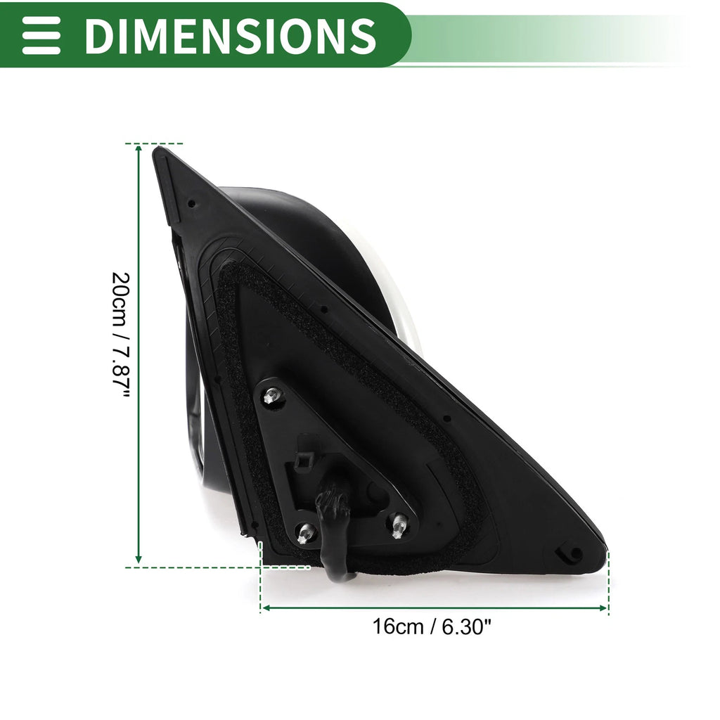 Left Side Door Mirror for Toyota Highlander (2008–2013) Manual Folding White