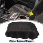 Microfiber Leather Armrest Cover for Nissan Maxima (2009–2014) Red Stitches