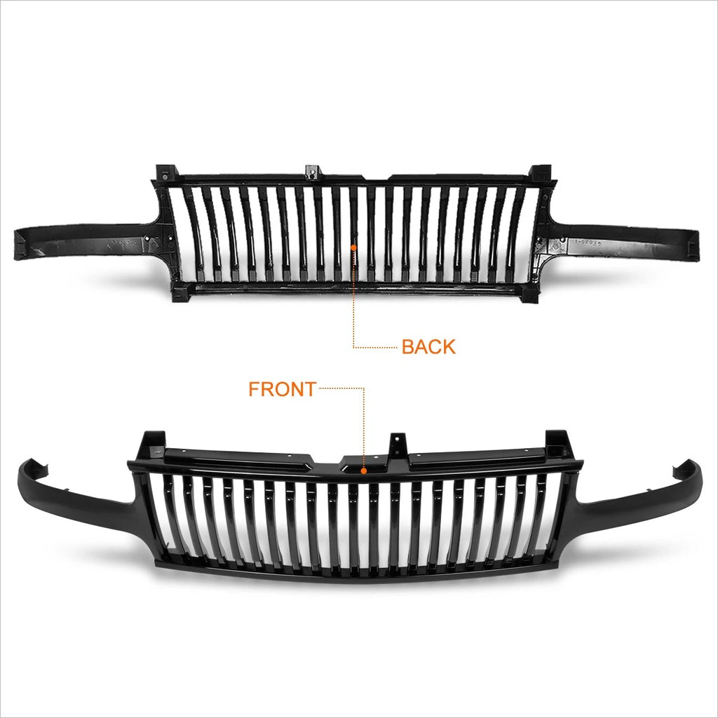 Vertical Fence Style Front Bumper Grille for Silverado 1999–2002, Tahoe 2000–2006, Black