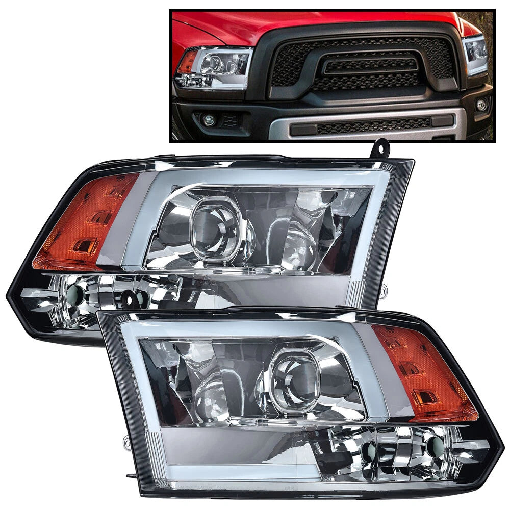 Smoke LED DRL Headlights Assembly for Dodge Ram 1500 2500 3500 (2009–2018)