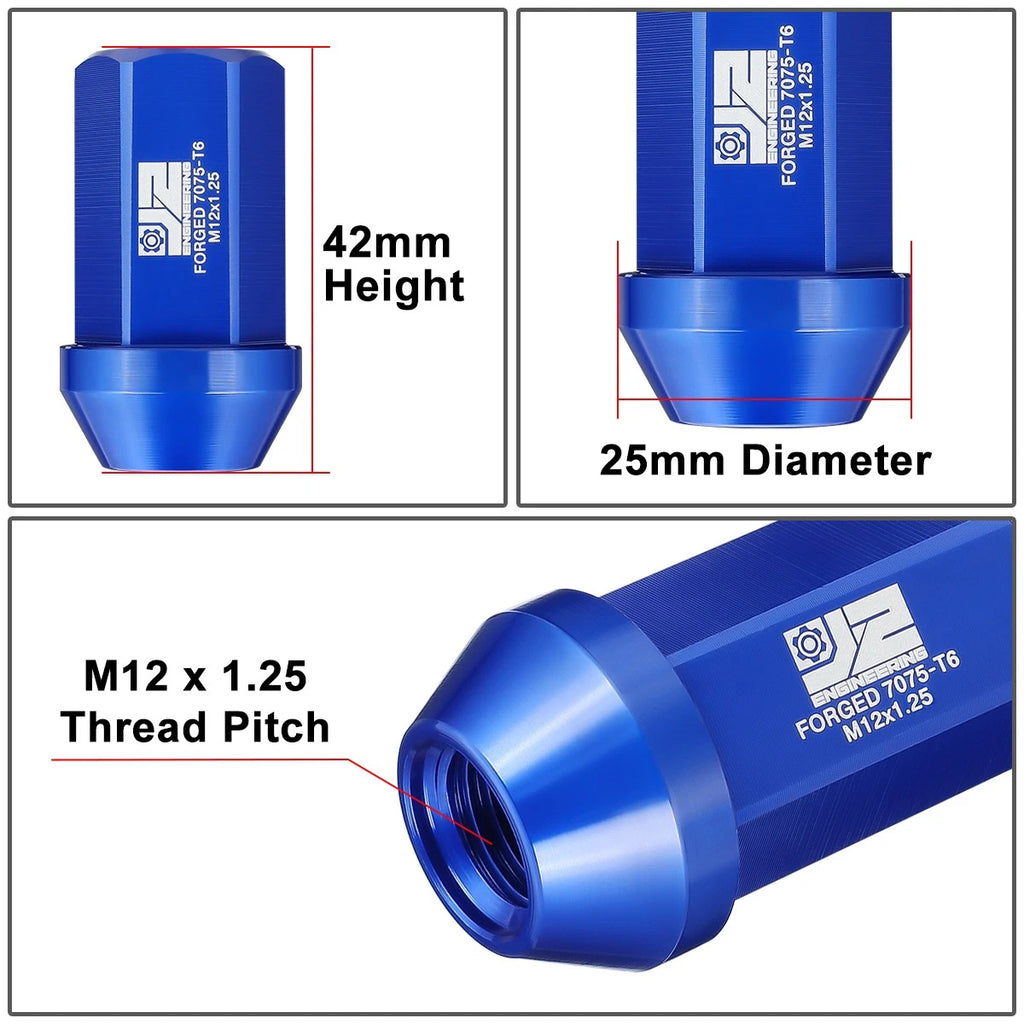 Set of 20 Closed End Lug Nuts M12 X1.25 25mm OD for J2 Engineering