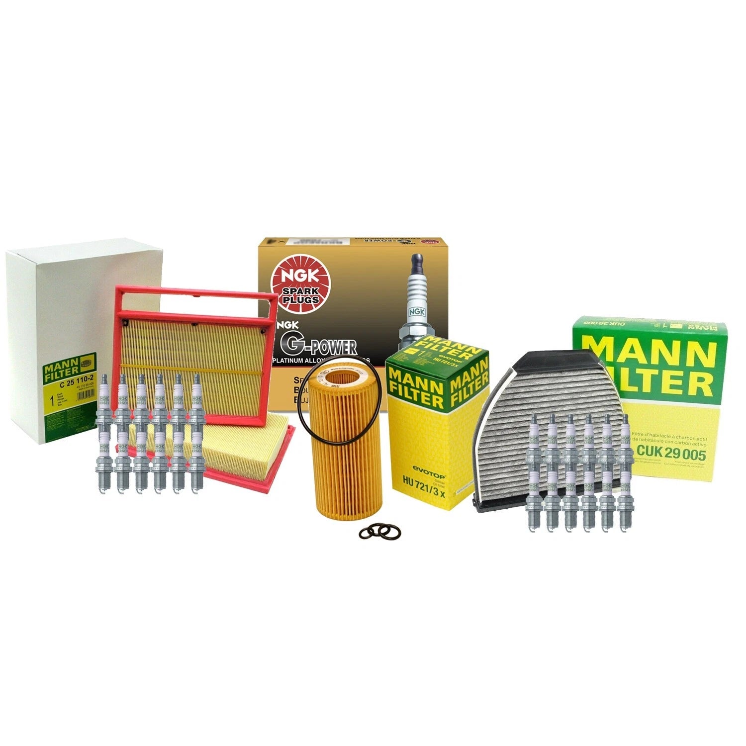 Tune-Up Kit with Mann Filters & NGK Spark Plugs for Mercedes R231 (2009–2016)
