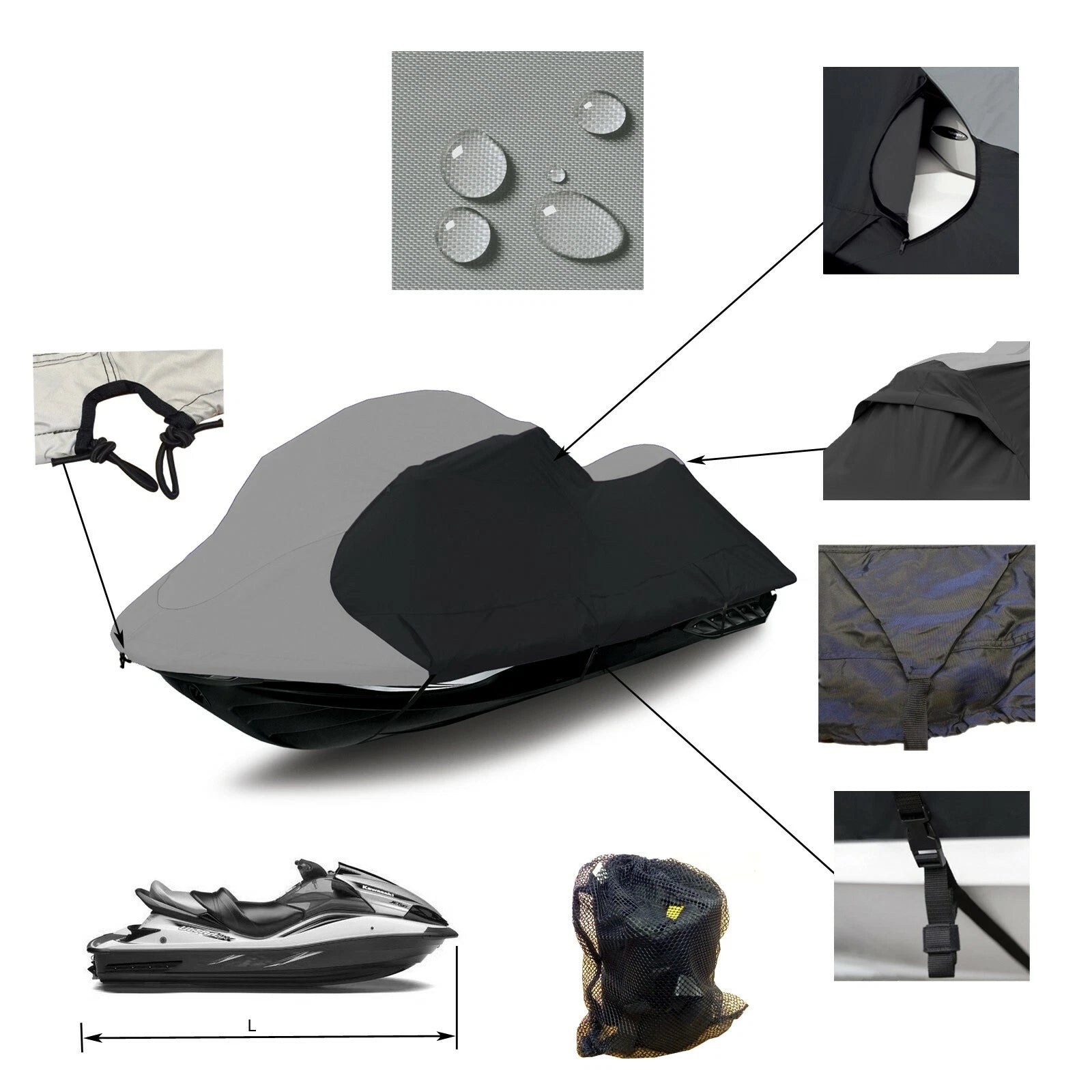 Trailerable Jet Ski Storage Cover for Sea Doo GTI 90 130 170 (2011–2025)