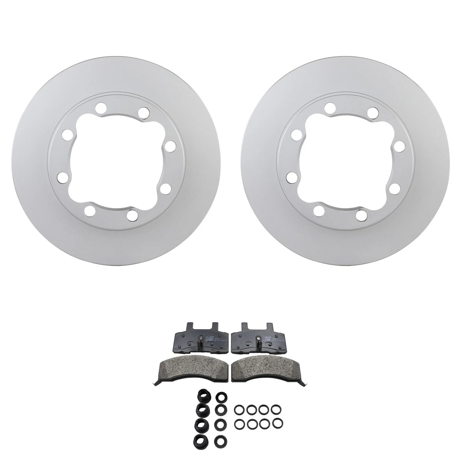 Set of 2 Bosch QuietCast Front Rotors & TRW Pro Low-Met Brake Pads for K2500 Yukon