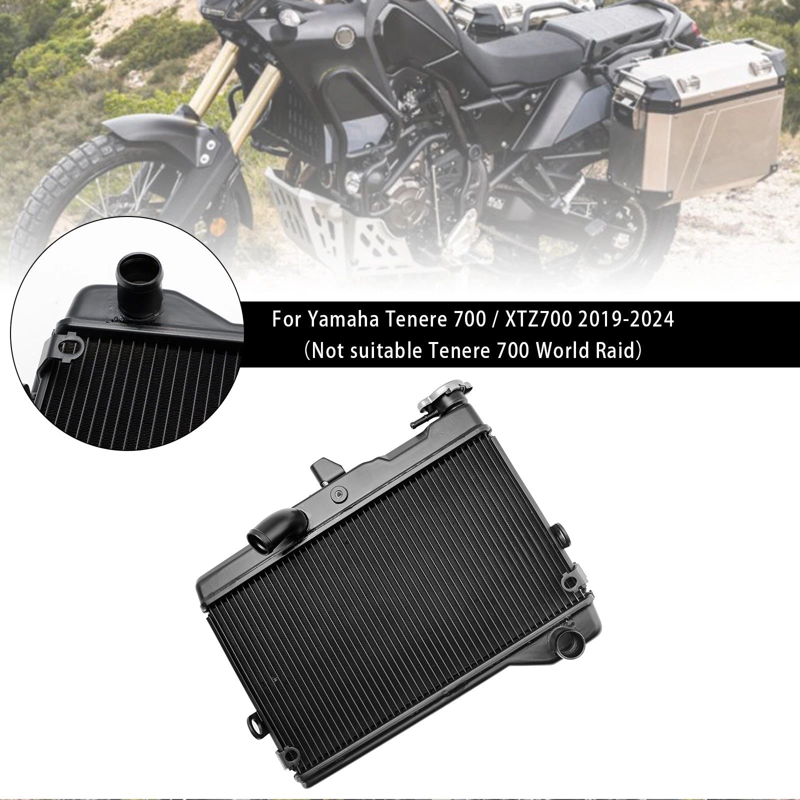 Radiator Cooling Engine Cooler for Yamaha Tenere 700 (2019–2024) Black