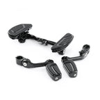 Black Passenger Footboard Footrest Long Footpegs Mount for Harley Touring (1993–2024)