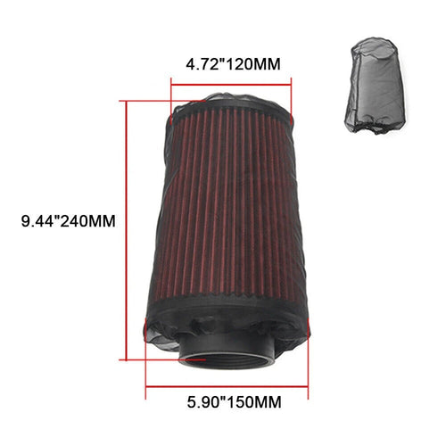 1 Pair Cold Air Intake Filter Sock Cover for Universal 9" (Dustproof, Red)