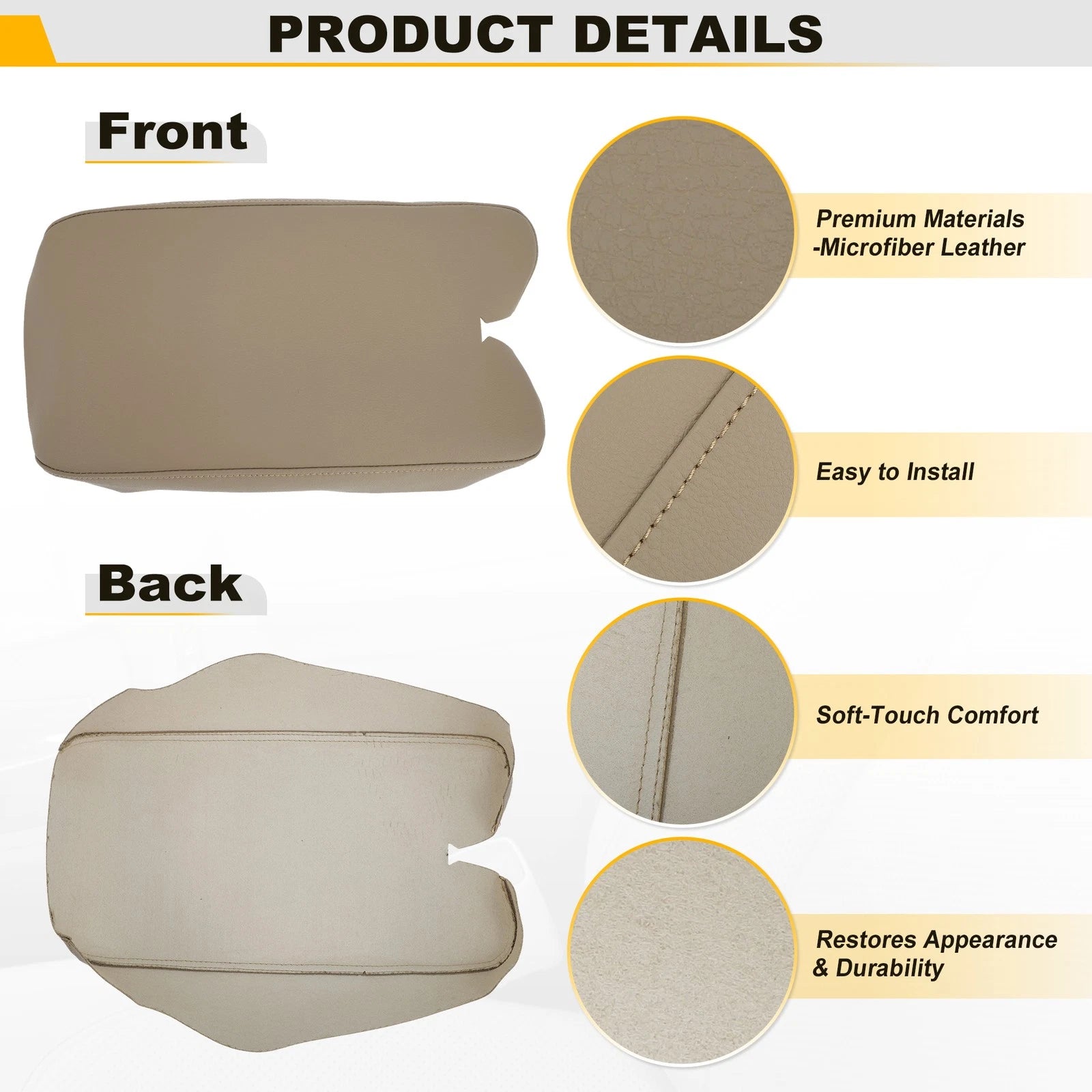 Leather Center Console Lid Armrest Cover for Lexus ES350 (2007–2009) Beige