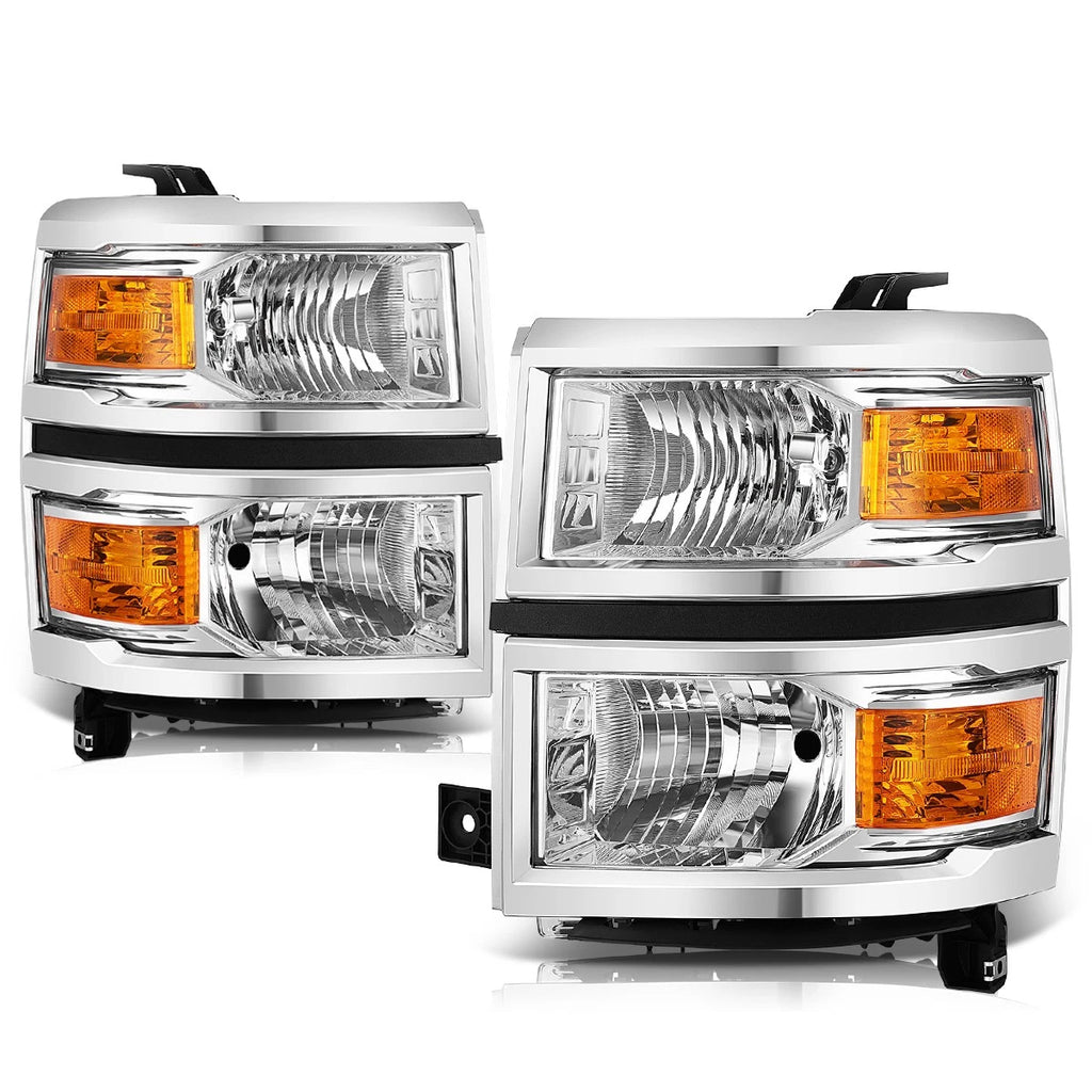 Factory Style Amber Corner Headlights Lamp Chrome for Chevy Silverado 1500 (2014–2015)