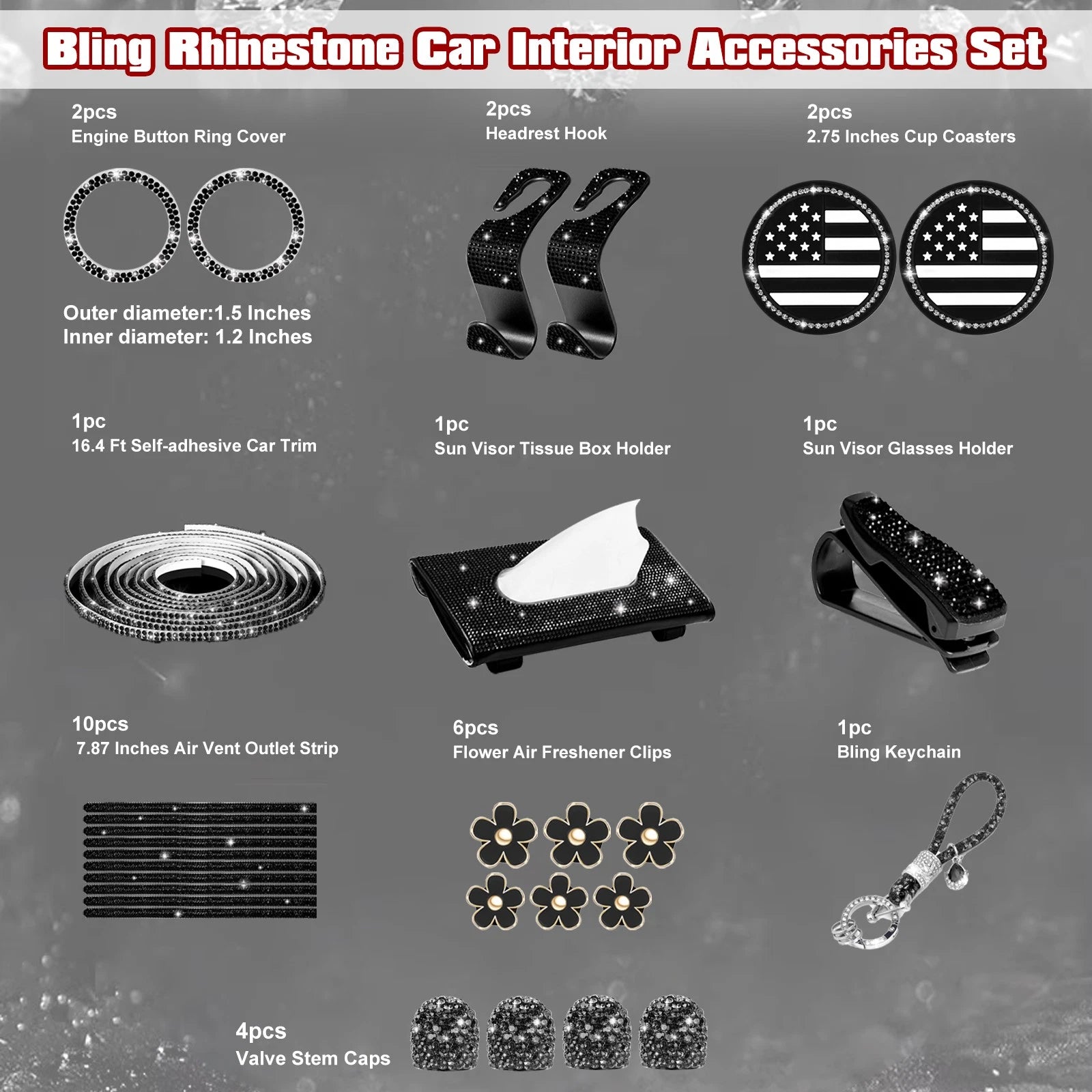 Engine Button Ring Air Fresheners Keychain Decor for Ford (2017-2024)