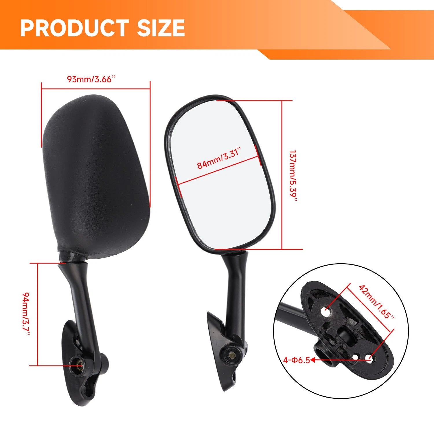 Pair Rear View Side Mirrors for Suzuki SV650S (2003–2010) GSXR750 (2004–2005)