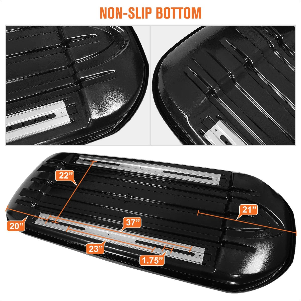 Cargo Roof Top Mounted Storage Box with Lock & Brackets for Universal Fit (78"L x 31"W x 15"H)