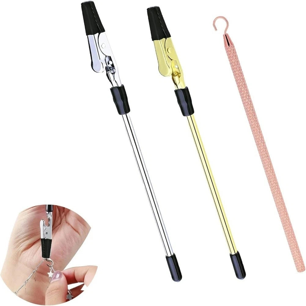 3X Bracelet Helper Tool Set for Jewelry Making (15.6CM) - Metal Clips Silver Gold Rose Gold