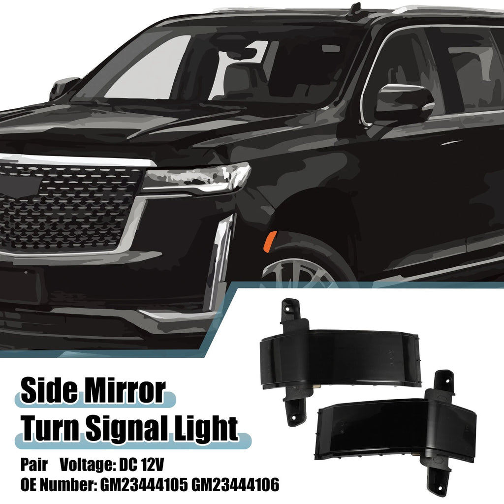 Pair Side Mirror Turn Signal Light GM23444105 for Cadillac 
