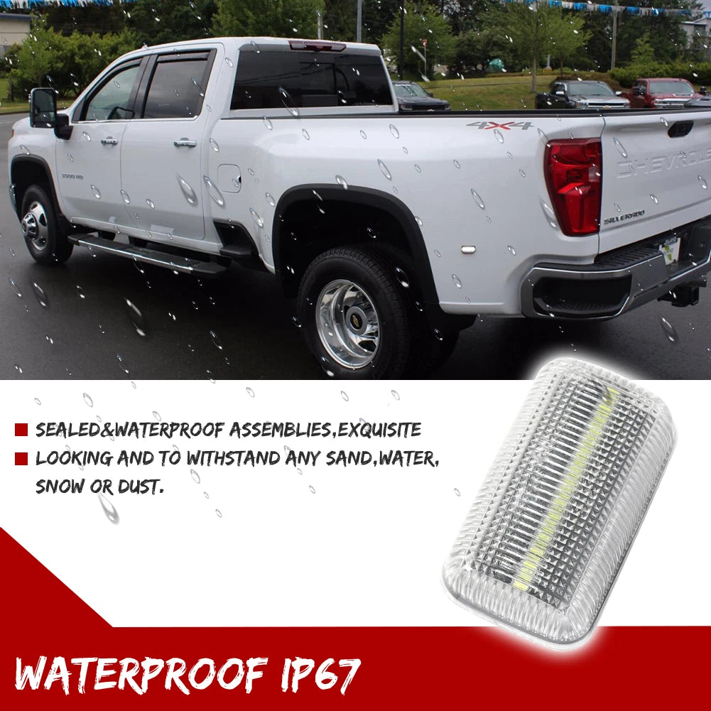Set of 2 Clear White LED Side Marker Lights for Chevy GMC 2500HD 3500HD