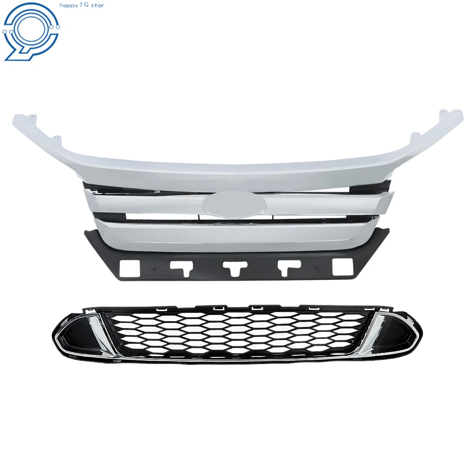 Set of 4 Upper Bumper Grilles for Ford Fusion Sport (2010–2012) Chrome Ring