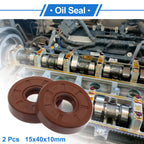 Set of 2 Oil Seal Rotary Shaft Seal FKM Rubber 15x40x10mm