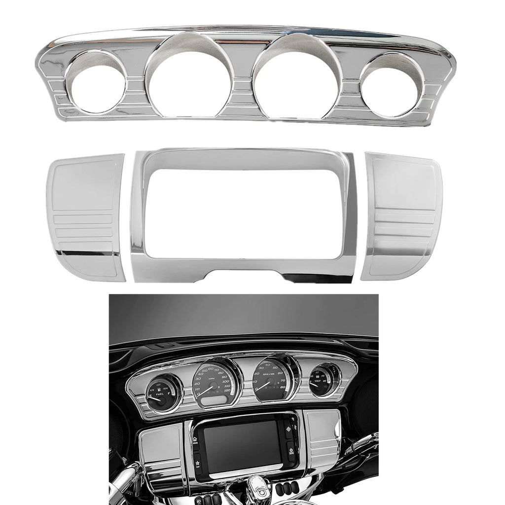 Tri Line Gauge Stereo Accent Trim Cover for Harley Touring Electra Glide (2014–2023)