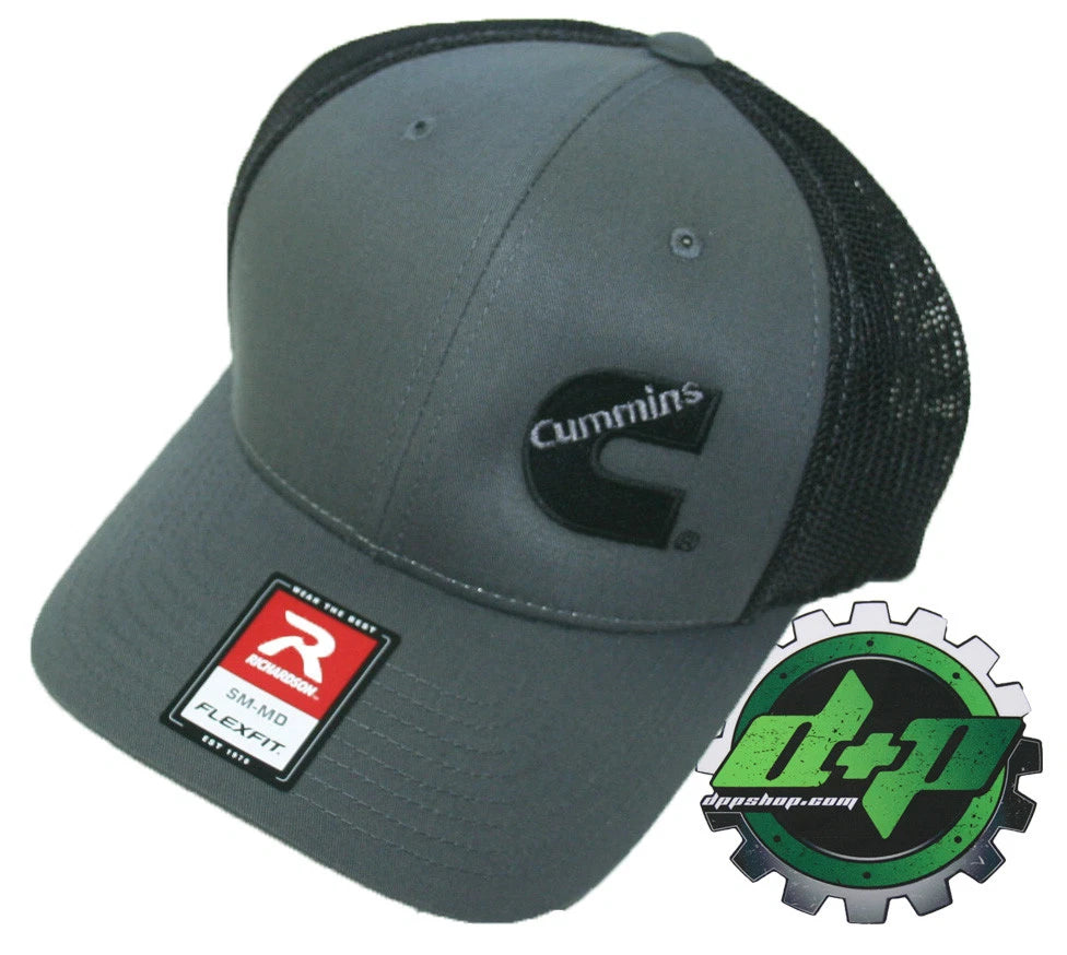 Cummins Trucker Hat for Richardson (Charcoal Gray/Black Mesh, SM/MD)