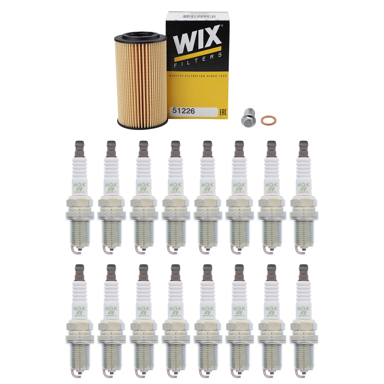 Wix Engine Oil Filter & NGK 16 V-Power Spark Plugs for W211 E500 (2003–2009)