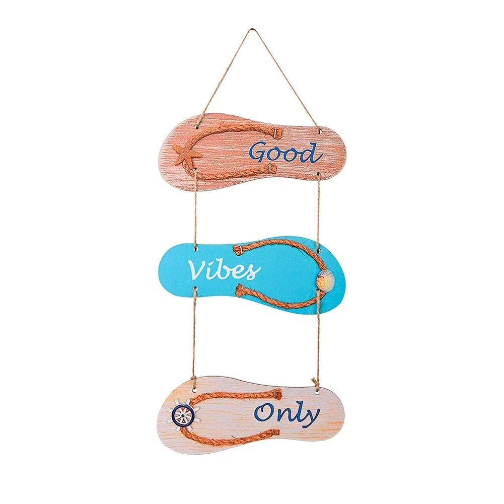 Hanging Wooden Flip Flops and Fish Decorations for Seaside Home (N/A)
