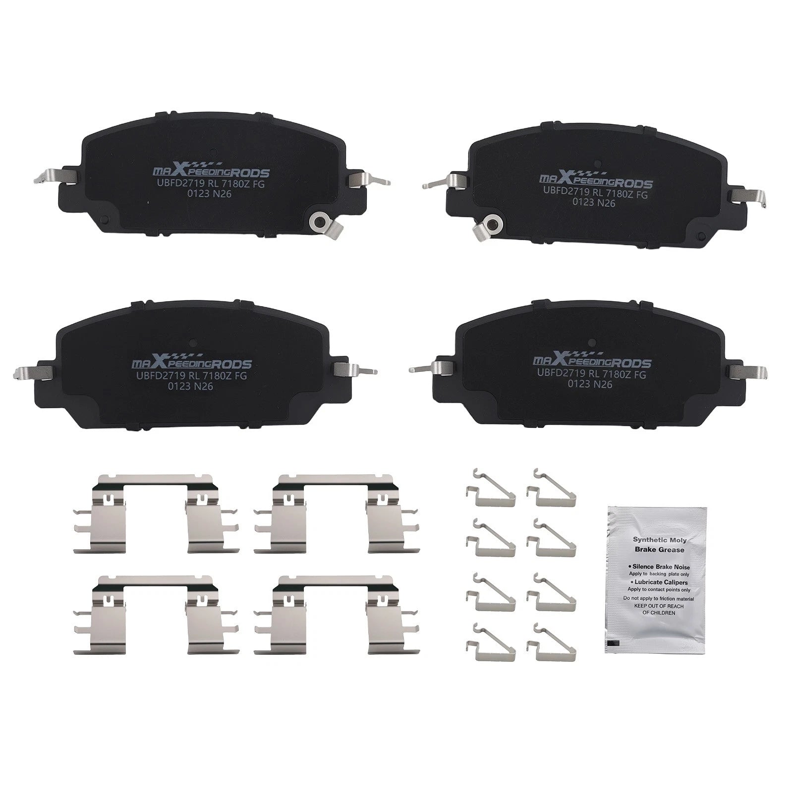 Set of 4 Front Ceramic Brake Pads for Honda CR-V (2017–2025)/HR-V (2023–2025) w/Hardware