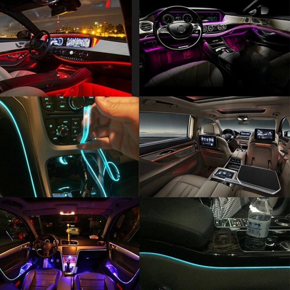RGB LED Neon Wire String Light for Car Interior Decor (APP Remote Control)