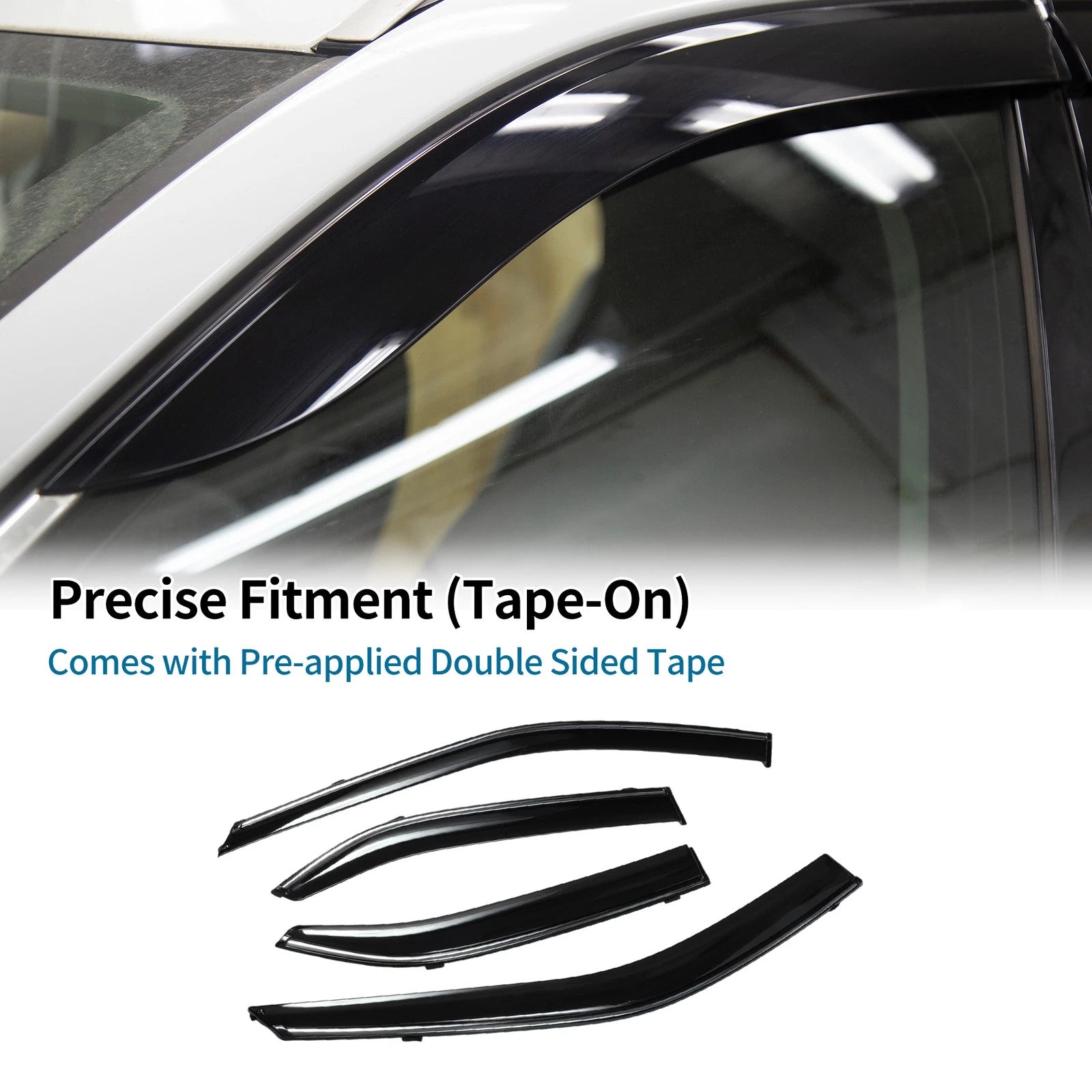 Set of 4 Window Deflectors for Mitsubishi Lancer (2008) - Black Vent Visors