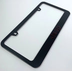 License Plate Frame Black w Red Outline Letters for Jeep Wrangler (2007–2024)