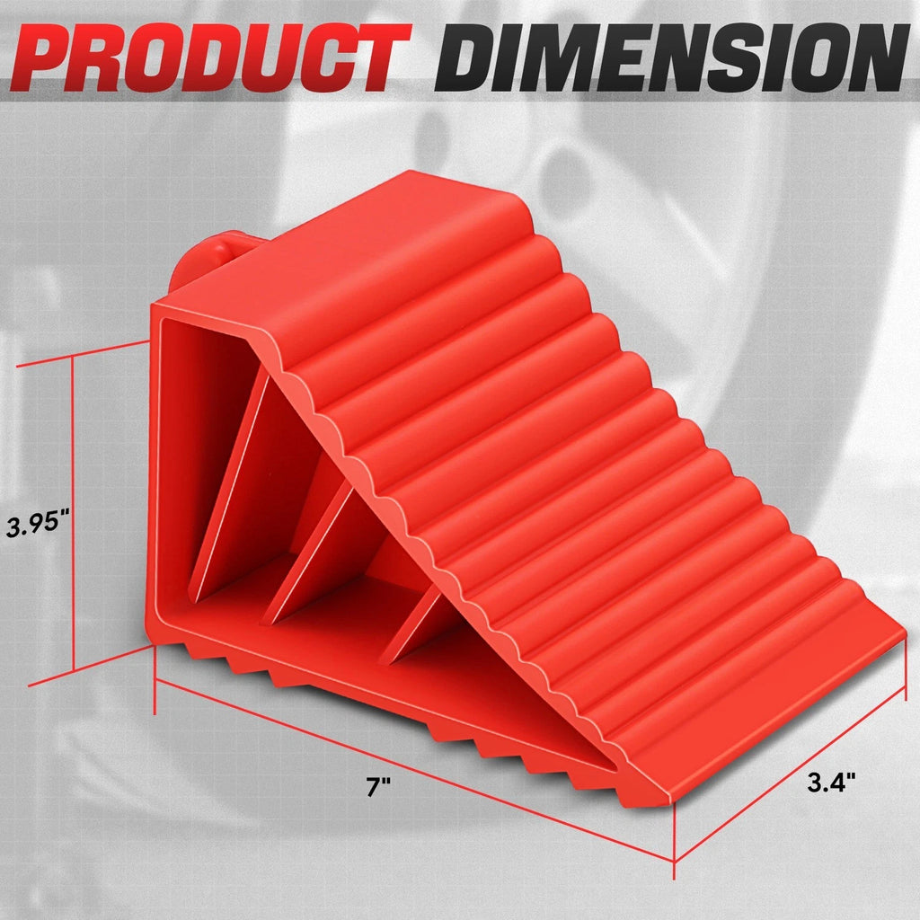 Set of 2 Red Stackable Wheel Chocks with Handle 8000lbs Capacity