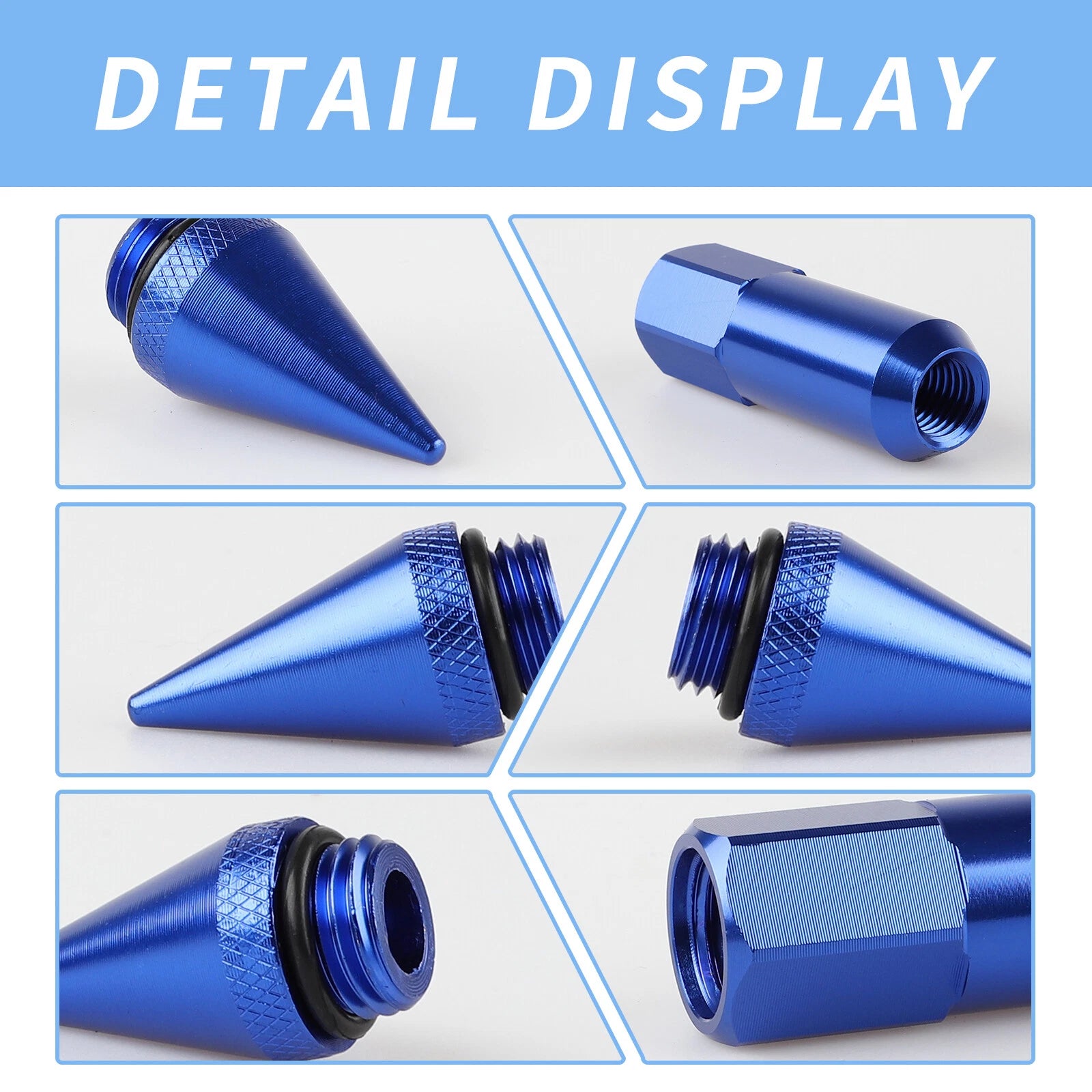 20pcs Arrow Style Blue Spiked Racing Wheel Lug Nuts M12 x 1.5mm