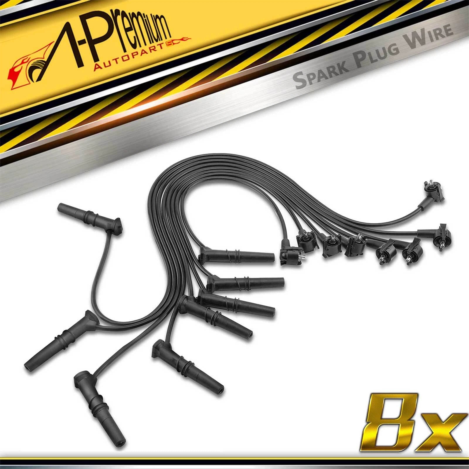 8x Spark Plug Wire Set for Ford F-150, F-250, Expedition, Lincoln (1997–1999)