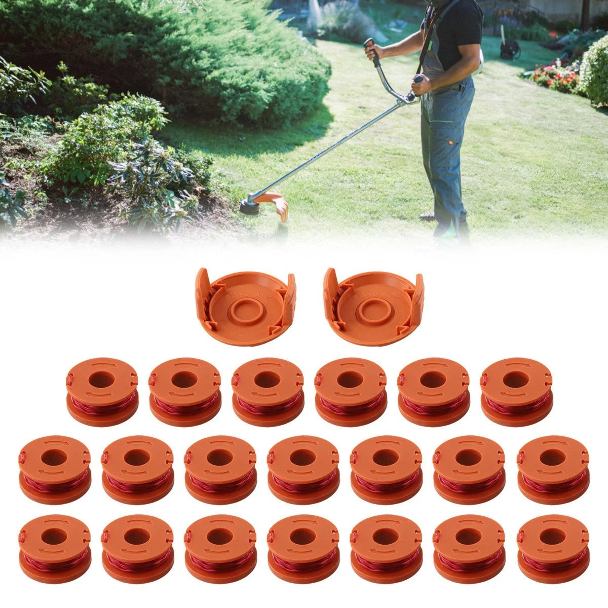 Trimmer Spool Line with Cover Cap for Worx WA0010, WG154, WG163, WG180