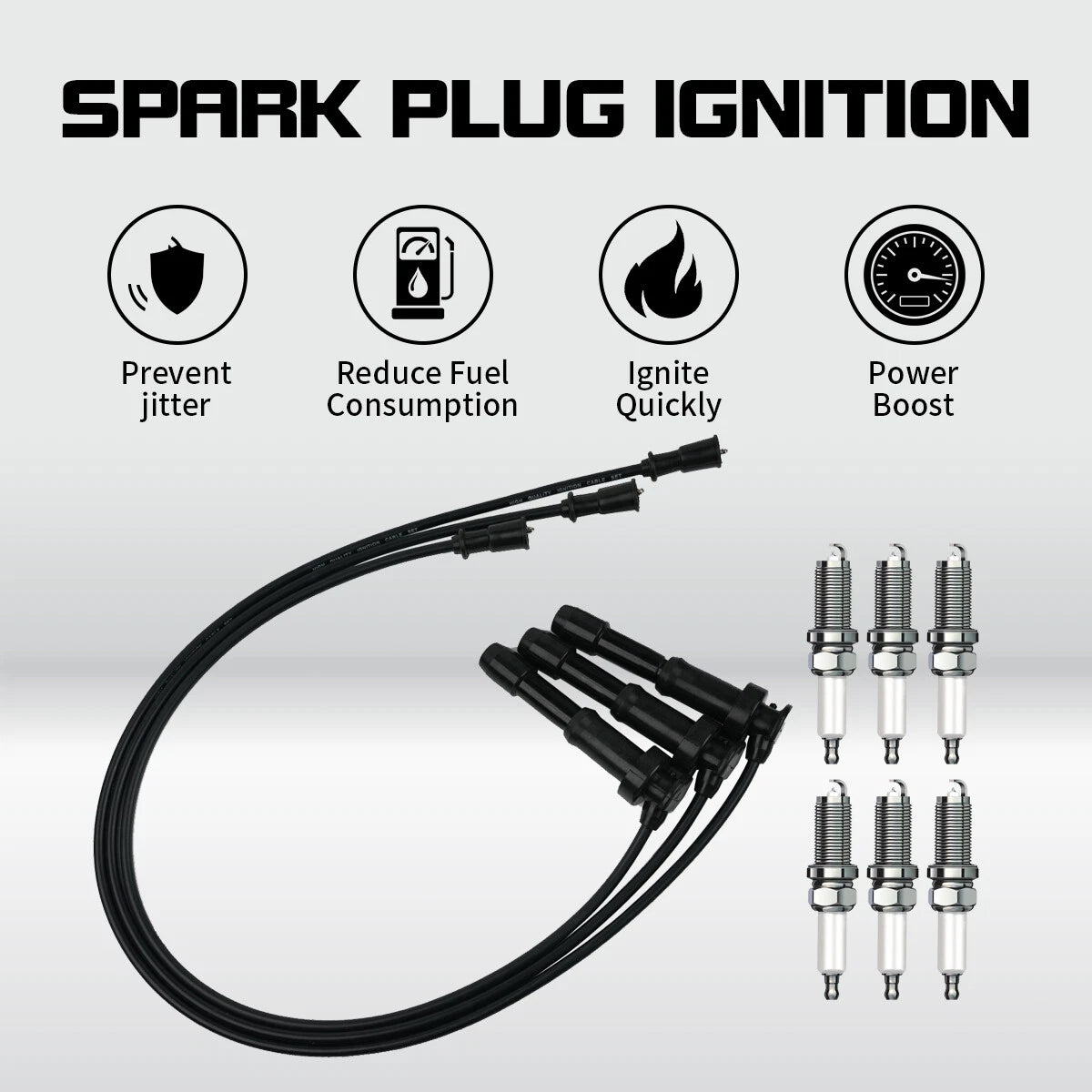 Set of 6 Spark Plugs + 3 Wires for Kia Sedona (2002–2005), XG300, XG350