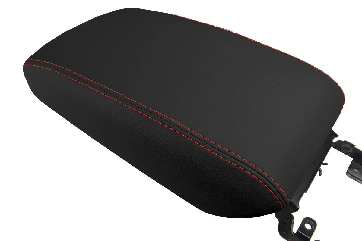 Leather Console Lid Pull Over Cover for Toyota Camry (2002–2006) Red Stitch