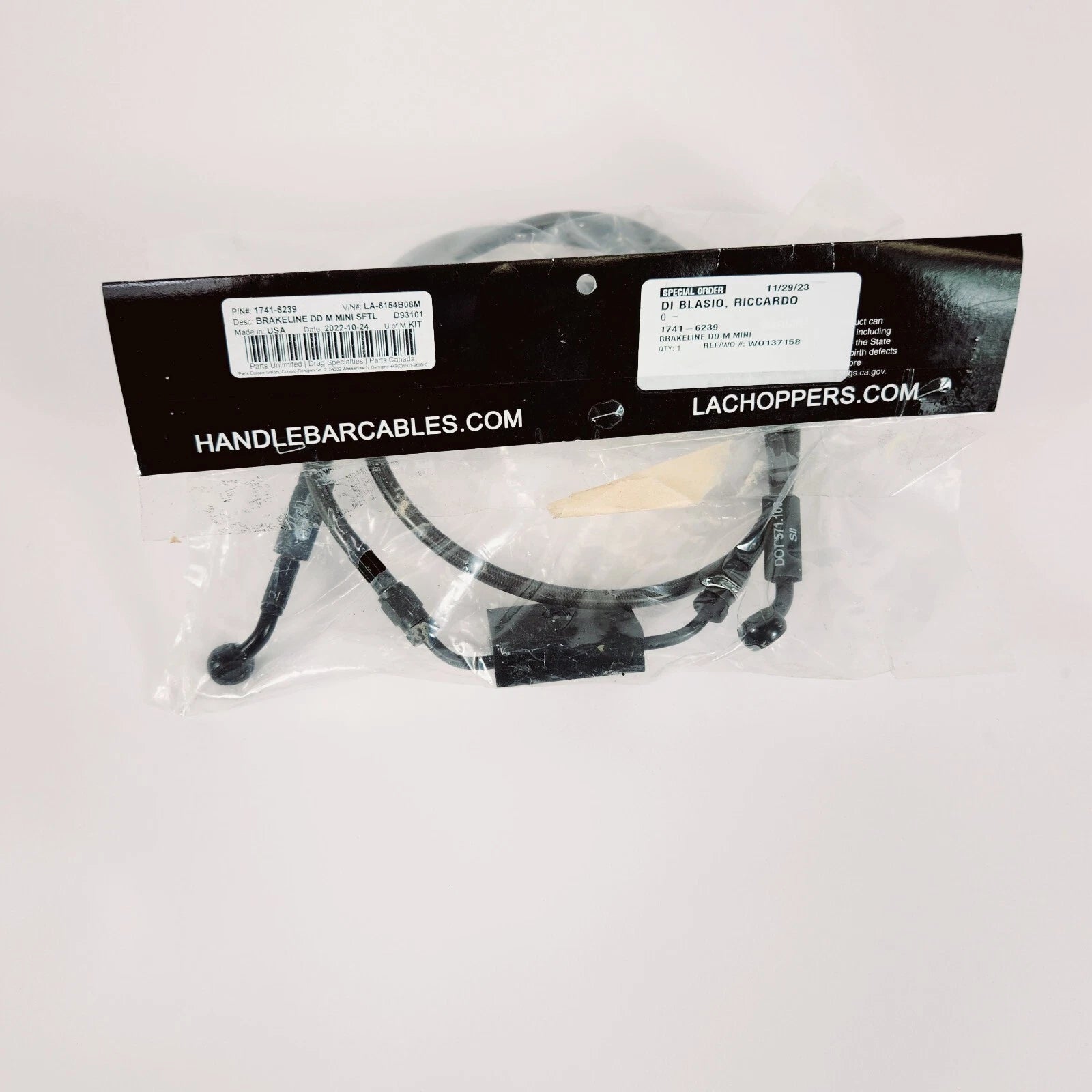LA Choppers Midnight Brake Line for Softail Mini Ape (Fits 1741-6239)