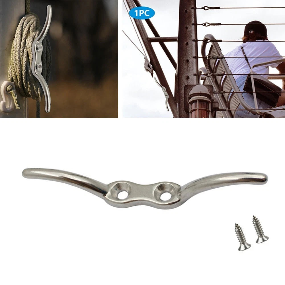 Stainless Steel Rope Cleat Hook for Boat Yacht (Universal Fit)