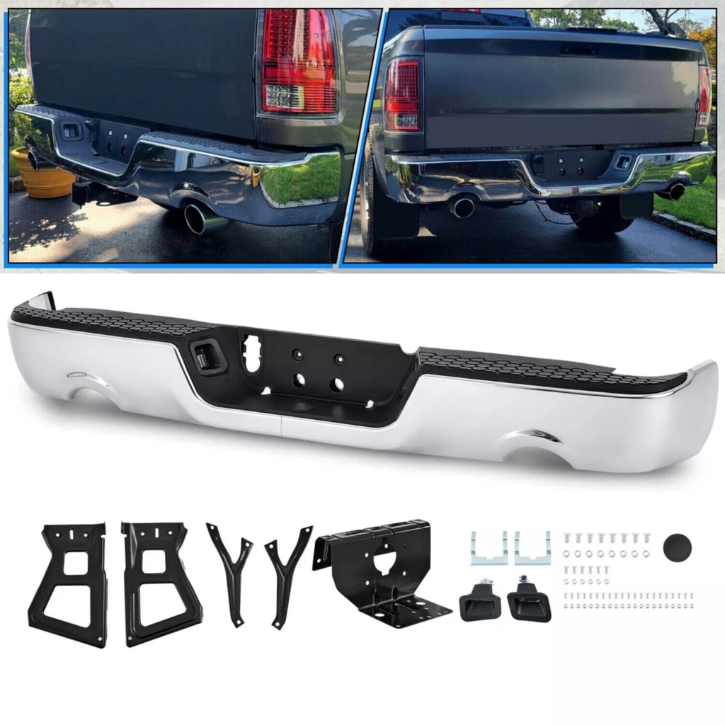 Chrome Rear Bumper for Dodge RAM 1500 (2009–2018) w/ Dual Exhaust