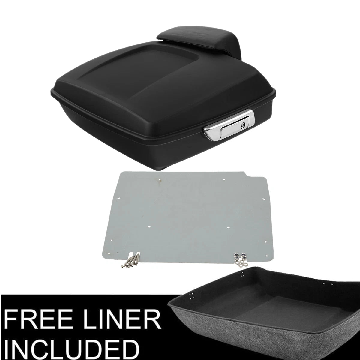 Matte Chopped Trunk Backrest Pad Base Plate for Harley Road Glide (2014–2026)