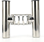 2X Stainless Rail Mount Clamp Fishing Rod Holder for 1-1/4" to 2" Rails