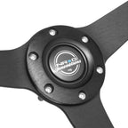 NRG RST-037MB-S 350mm 1" Depth 3-Spoke Black Suede Steering Wheel for Universal